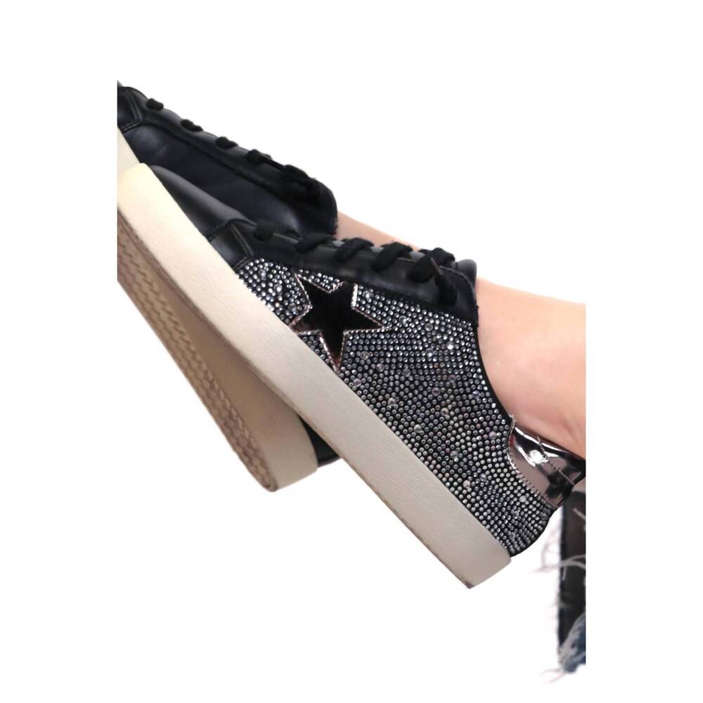 NEW JESS LEA women's shimmer rhinestone sneakers in black